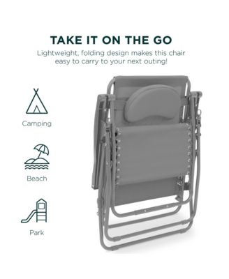 Oversized Zero Gravity Chair, Folding Outdoor Patio Recliner w/ Cup Holder