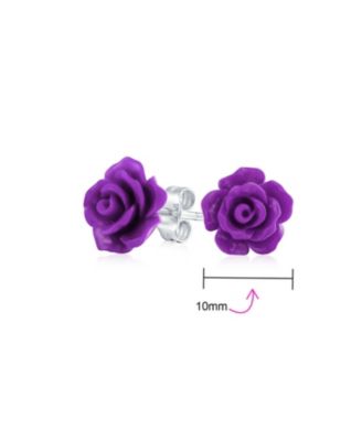 Romantic 3D Carved Rose Flower Blooming Post Stud Earrings 10MM Lightweight