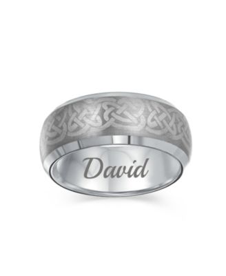 Couples Irish Viking Celtic Infinity Etched Irish Celtic Knot Maltase Cross Eternity Band Rings Titanium Wide Matte Silver Tone 8MM