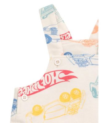 Baby Boys French Terry Square Neck Short Overalls and T-Shirt Outfit Set