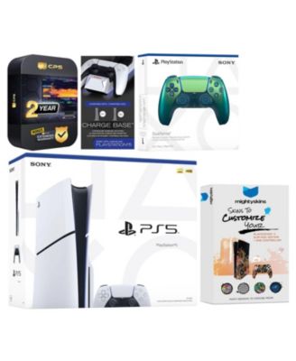 Playstation 5 Slim Disc with Extra Volcanic Red Controller, Charging Dock and MightySkins Decal Voucher + 2 Year CPS Extended Warranty