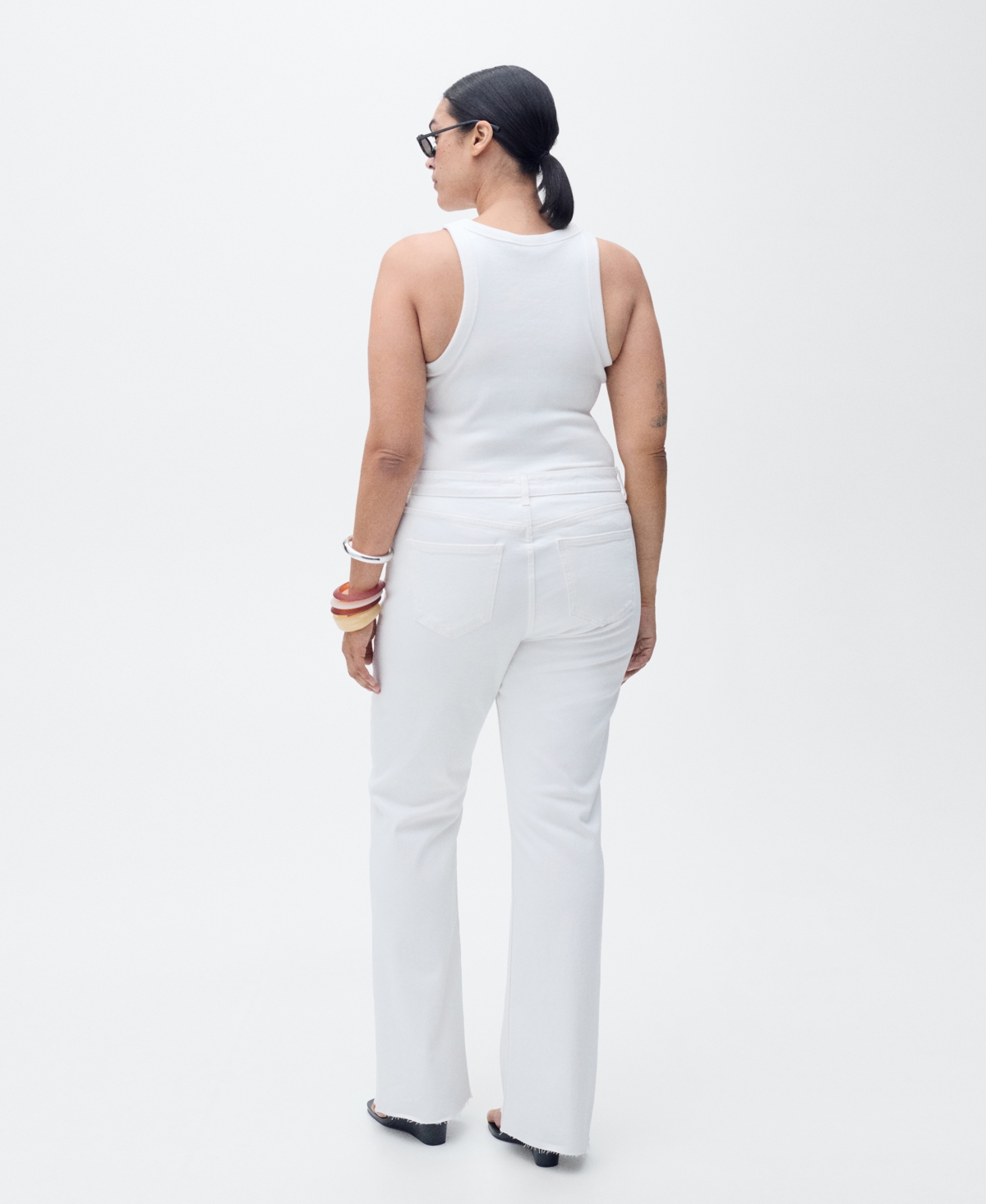 Shop Mango Women's Fiona Flared Mid-rise Jeans In White