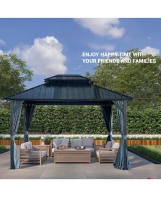 Streamdale 10'x12' Hardtop Gazebo, Steel Roof, Aluminum Frame, Curtains & Netting