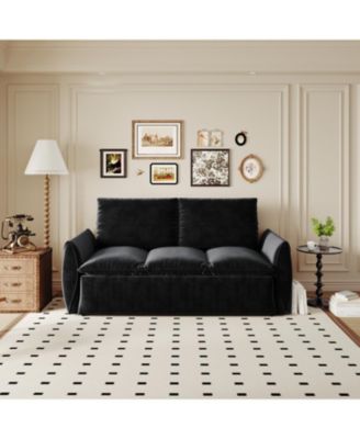 70.9" 1 Count Velvet Convertible Sofa Bed with Blanket and Pillows