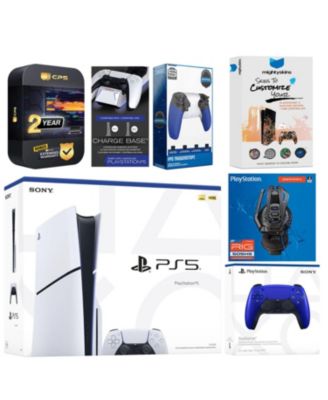 Playstation 5 Slim Disc with Extra Chroma Teal Controller, Plantronics Headset, Trigger Stop Kit, Charge Dock and MightySkins Decal Voucher + 2 Y