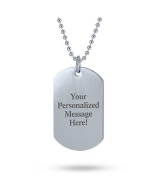 Patriotic Flag Star Dog Tag Pendant Necklace in Red White Blue Stripes