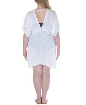Ravyia Plus Size Tie-Waist Embroidered Cover-Up Dress