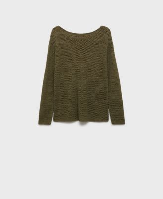 Women's Open-Knit Boat Neck Sweater