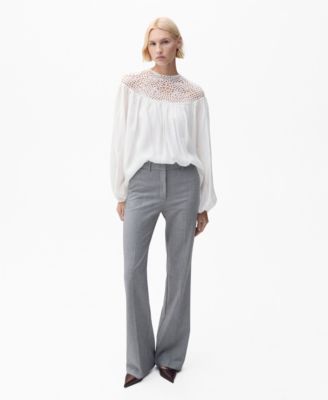 MANGO - Women's Crochet Panel Blouse