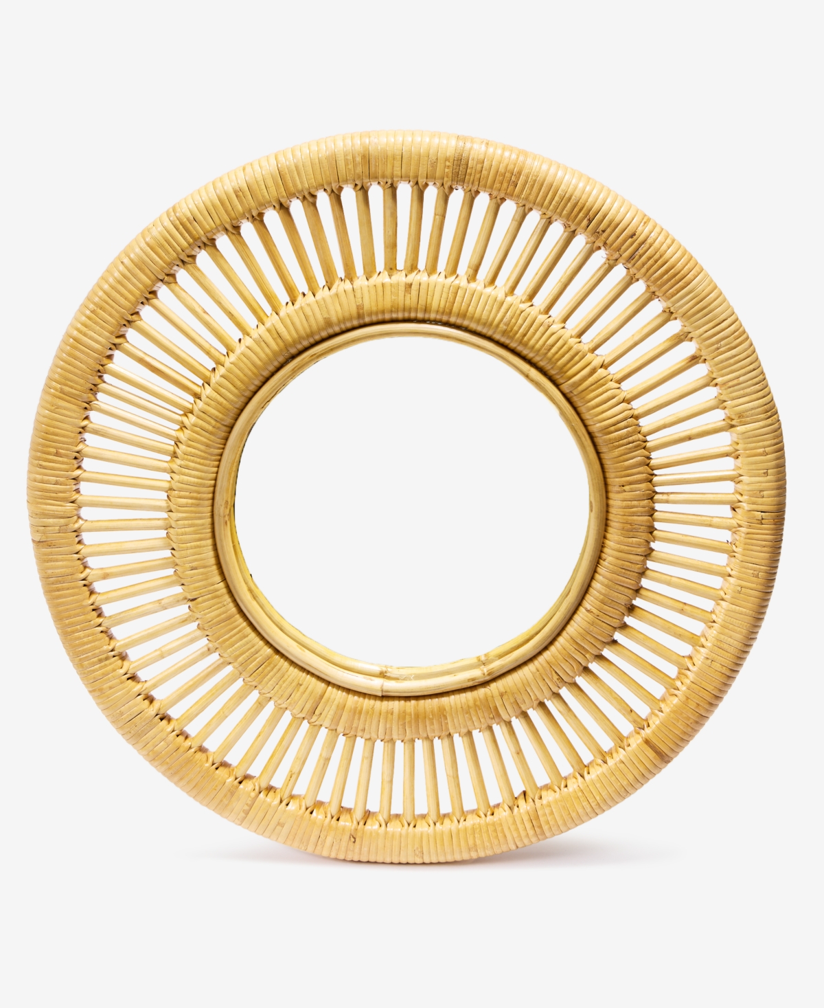 Handmade Rattan Mirror Boho Wall Decor 23.5" Natural Hanging Round Mirror - Natural Rattan