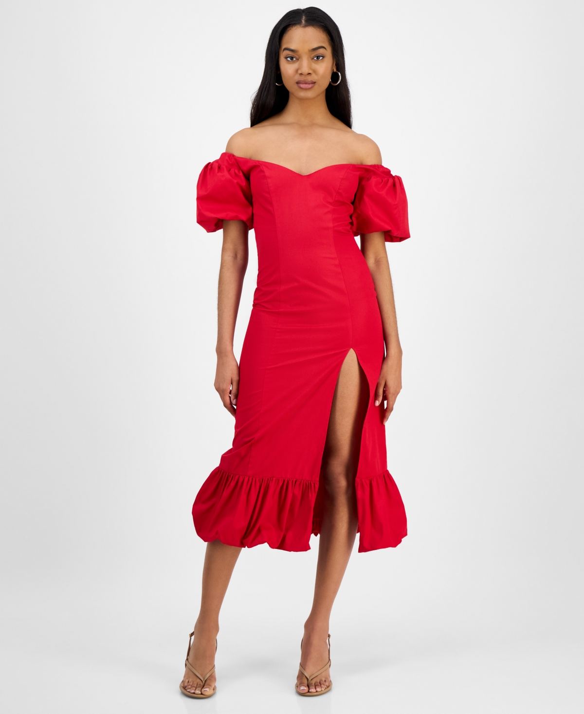 Women's Gabriela Off-the-Shoulder Midi Dress - True Red