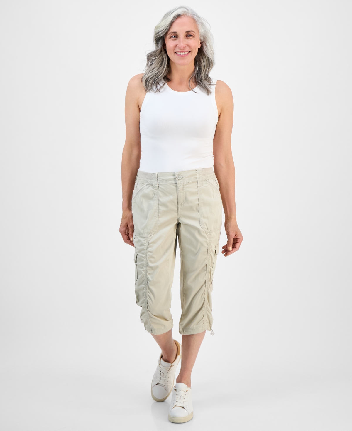 Women's Mid-Rise Cargo Capri Pants, Regular & Petite, Created for Macy's - Ocean Mist