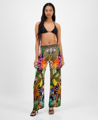 Annia Louisa - Women's Paradise Printed Embellished Wide-Leg Pants