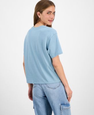 Juniors' Lace Appliqué Butterfly T-Shirt