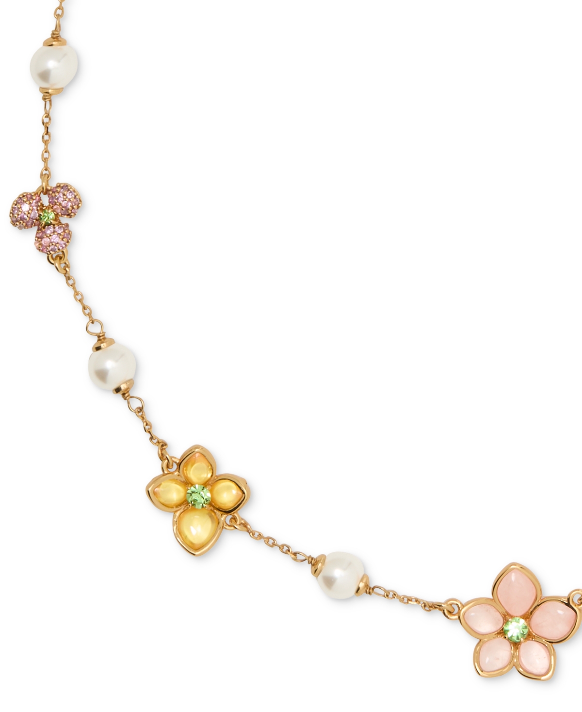 Kate Spade Gold-tone Pastel Petals Scatter Necklace, 16" + 3" Extender In Multi