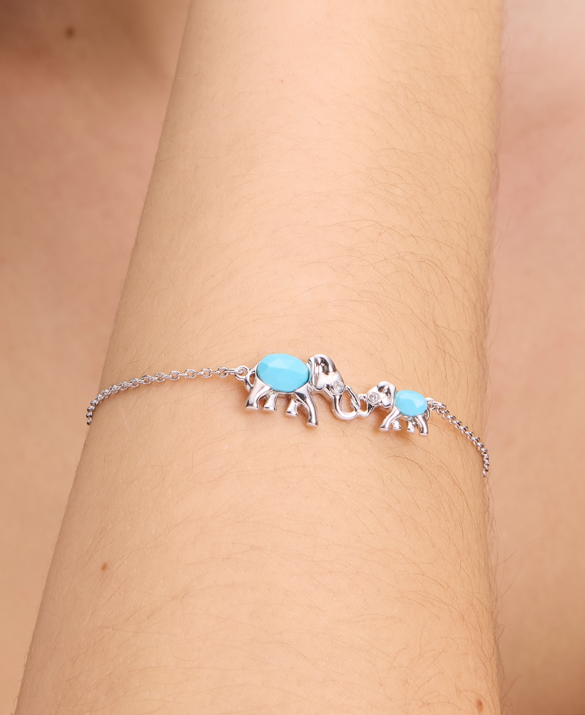 Shop Kate Spade Silver-tone Mama Elephant Stone Charm Bracelet In Clear,silv