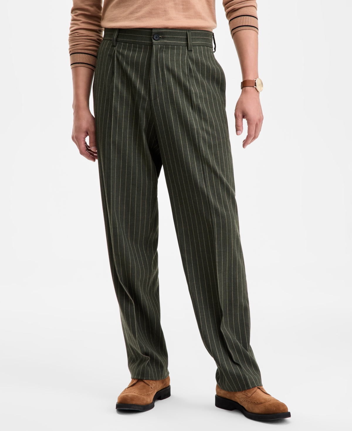 Hugo by Boss Men's Modern-Fit Pleated Pinstripe Suit Pants