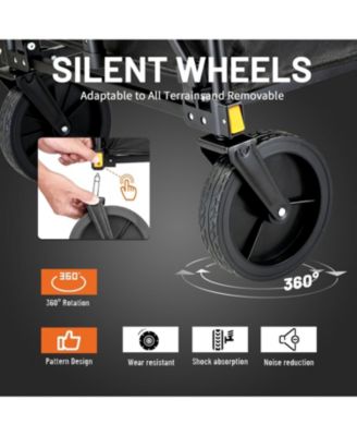 Heavy Duty 350 Lbs Capacity Collapsible Wagon, Outdoor Folding Camping Wagons, Grocery Portable Utility Cart, Adjustable Rolling Carts, All Terrain Sports Wagon with Big Wheels