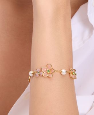 kate spade new york Gold-Tone Pastel Petals Bracelet - Macy's