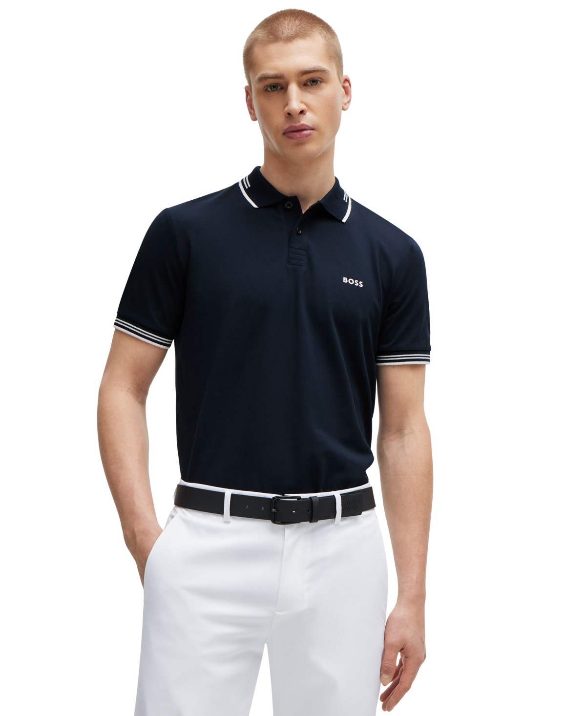 Мужские рубашки BOSS by Hugo Boss Hugo Boss Men's Stretch-Cotton Slim-Fit Polo Shirt — фото 1