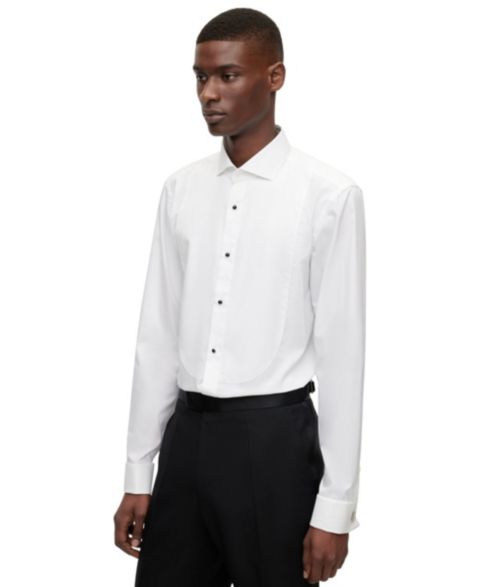Мужская рубашка Hugo Boss Slim-Fit Easy-Iron Poplin Dress Shirt, цвет: Белый