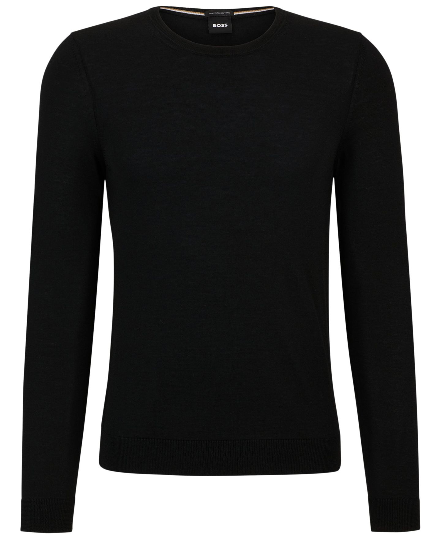 Мужской свитер Hugo Boss Slim Fit Merino Wool, цвет: Чёрный — фото 4