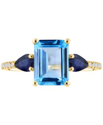 Multi-Gemstone & Diamond (1/20 ct. t.w.) Ring in 14k Yellow Gold