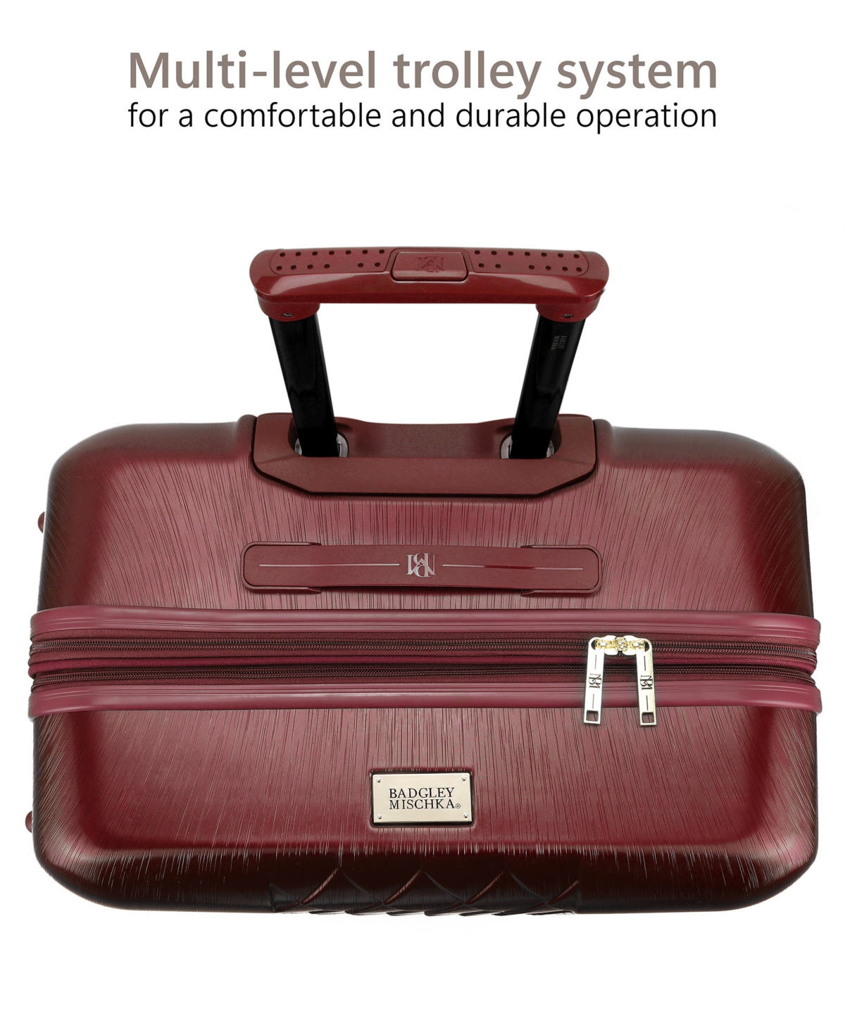 Badgley Mischka Collection Three-piece Diamond Hardside Spinner Luggage Set In Burgundy
