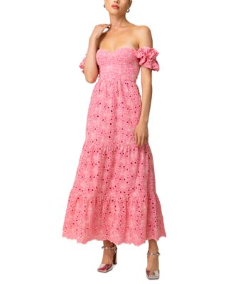 Women's Tasia Off-The-Shoulder Embroidered Cotton Dress