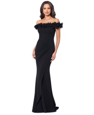 Petite Ruffle-Trim Off-The-Shoulder Gown