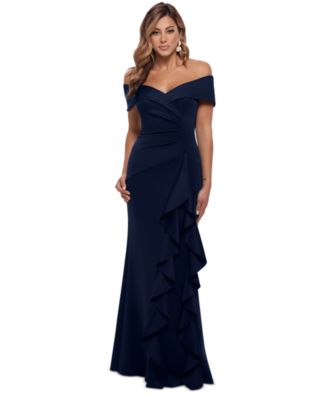 XSCAPE - Ruffled Off-The-Shoulder Gown
