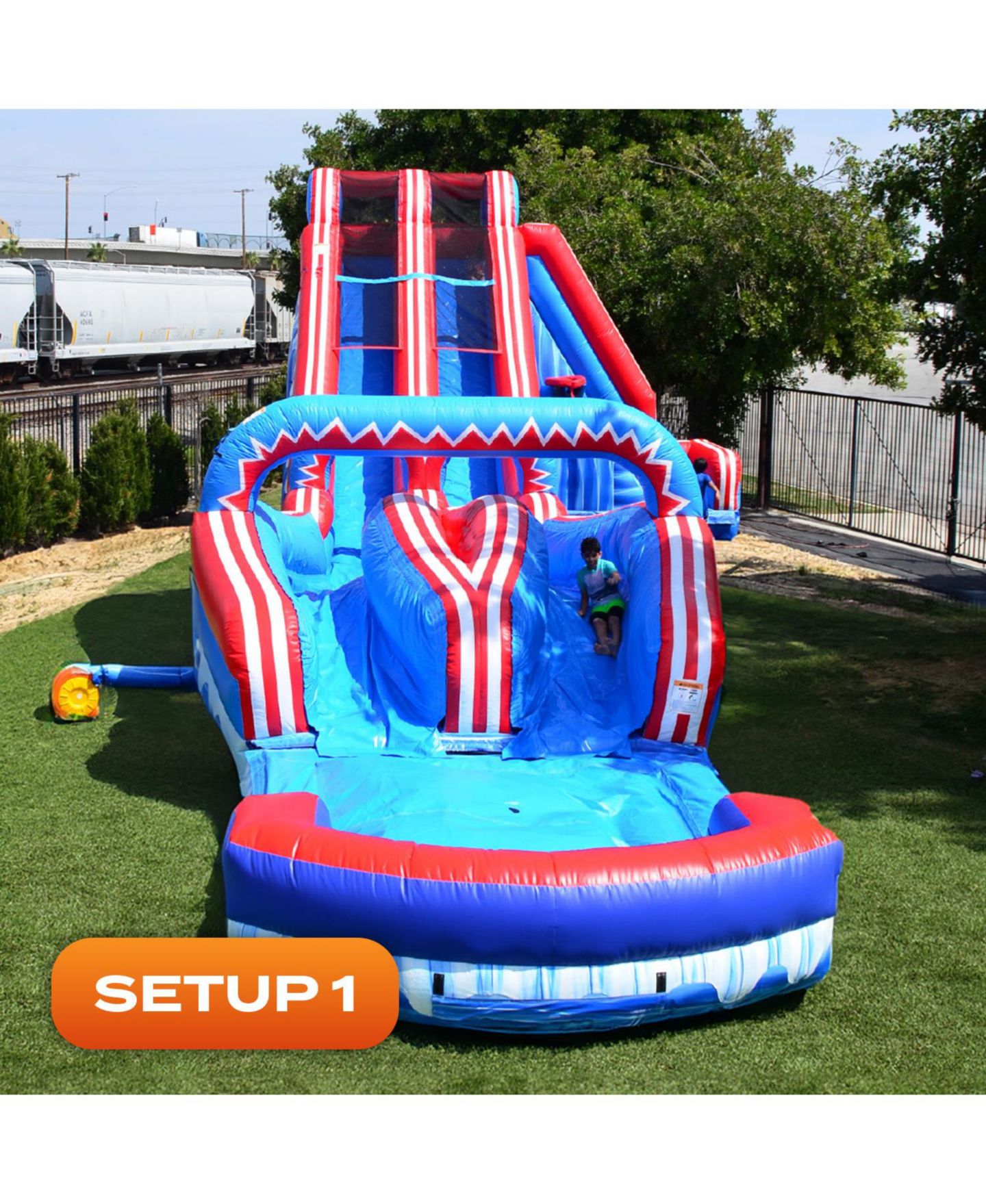 Детская игрушка Jumporange Flash Dual Lane Slide 20 Ft Vinyl 5 in 1 Slip N Slide, Up to 4 Players, Ages 6+, цвет: Open Miscellaneous — фото 3