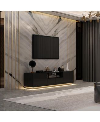 1 Pc Wood TV Stand, 4 Drawers, Media Console with Light Strip – Entertainment Furniture