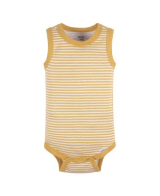 Baby Boys 5-Pack Sleeveless Onesies Bodysuits, Blue Stripe, 0-3 Months