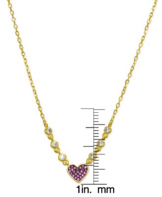 Girls Lab Ruby Heart Necklace in 18K Gold over Sterling Silver