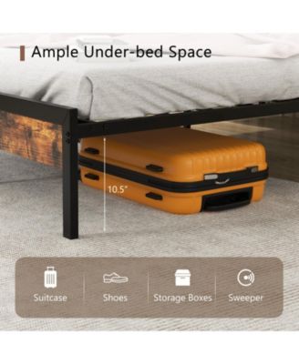Full Bed Frame with Storage Headboard and Charging Station-Full Size