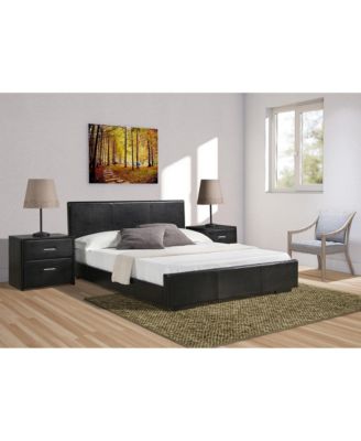 Sturdy Solid Wood Bed Frame with Faux Leather Upholstery