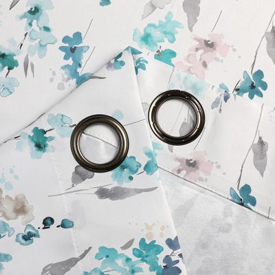1 Piece Watercolor Floral Light Filtering Grommet Top Window Curtain Panel
