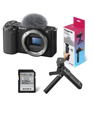 Sony ZV-E10 Mirrorless Camera, Vlogger Accessory Kit, bundled with Sony ACCVC1 Vlogger Accessory Kit, Shooting Grip / Tripod, and Bluetooth
