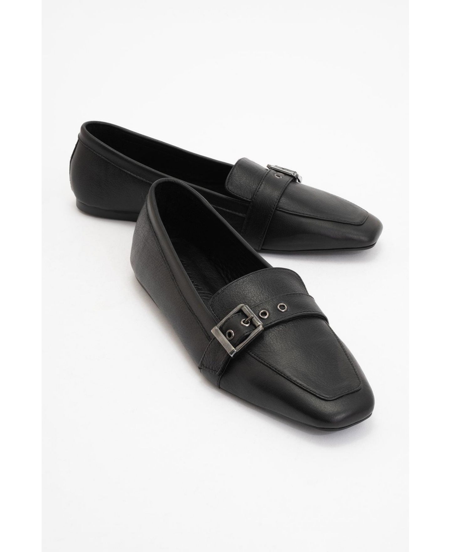 Женские туфли Forever & Always Shoes Noir Leather Flat, цвет: Чёрный кожаный — фото 1