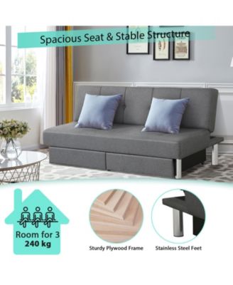 3-Seat Convertible Sofa Bed with 2 Large Drawers and 3 Adjustable Angles