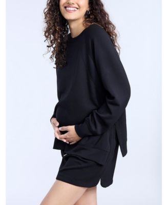 Maternity Long Sleeve With Side Slits Scuba Raglan Top - Motherhood