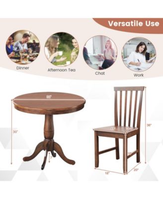 3 Pieces Wooden Dining Table and Chair Set for Cafe Kitchen Living Room