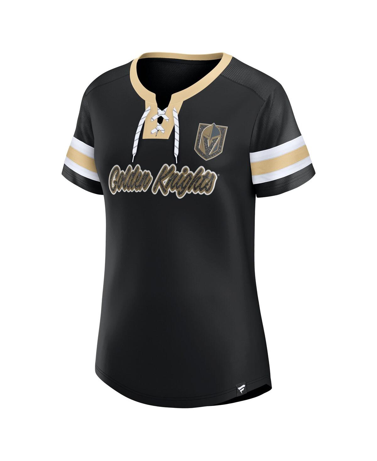 Fanatics Women's Black Vegas Golden Knights Iconic Athena Lace-up T-shirt
