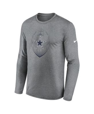 Men's Heather Gray Dallas Cowboys Icon Legend Performance Long Sleeve T-Shirt