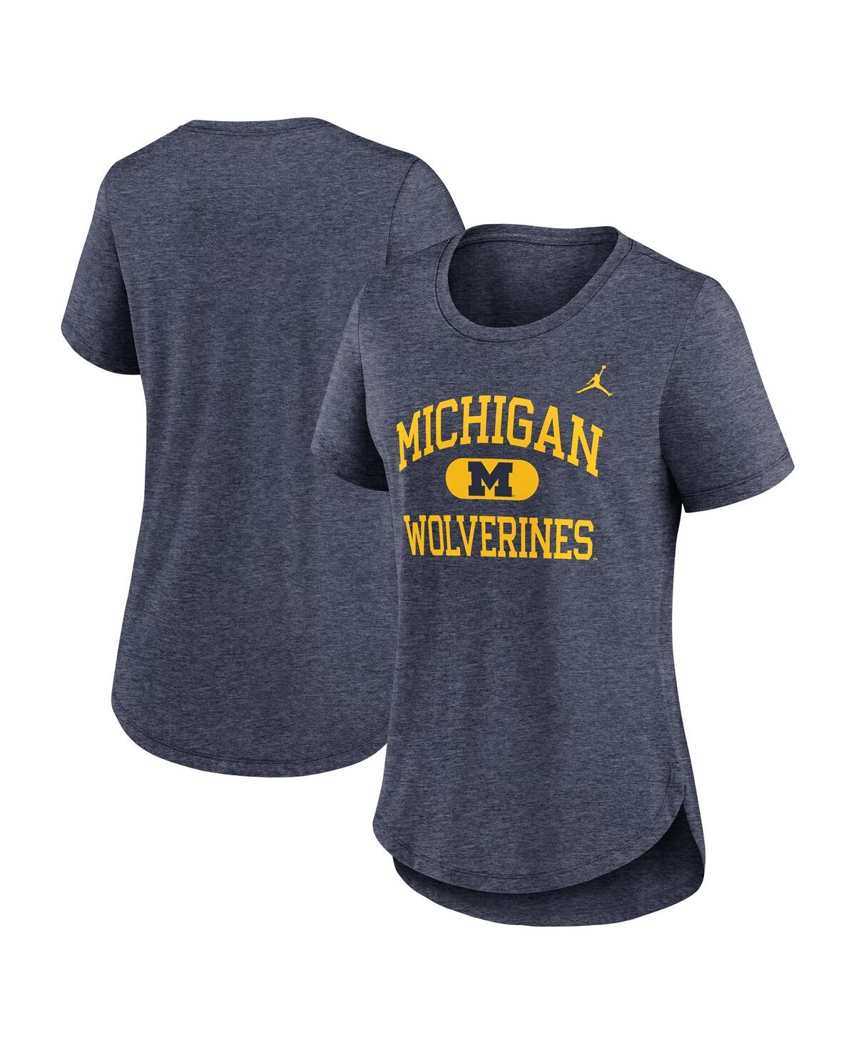 JORDAN WOMEN'S HEATHER NAVY MICHIGAN WOLVERINES UNIVERSITY CLASSIC TRI-BLEND T-SHIRT 