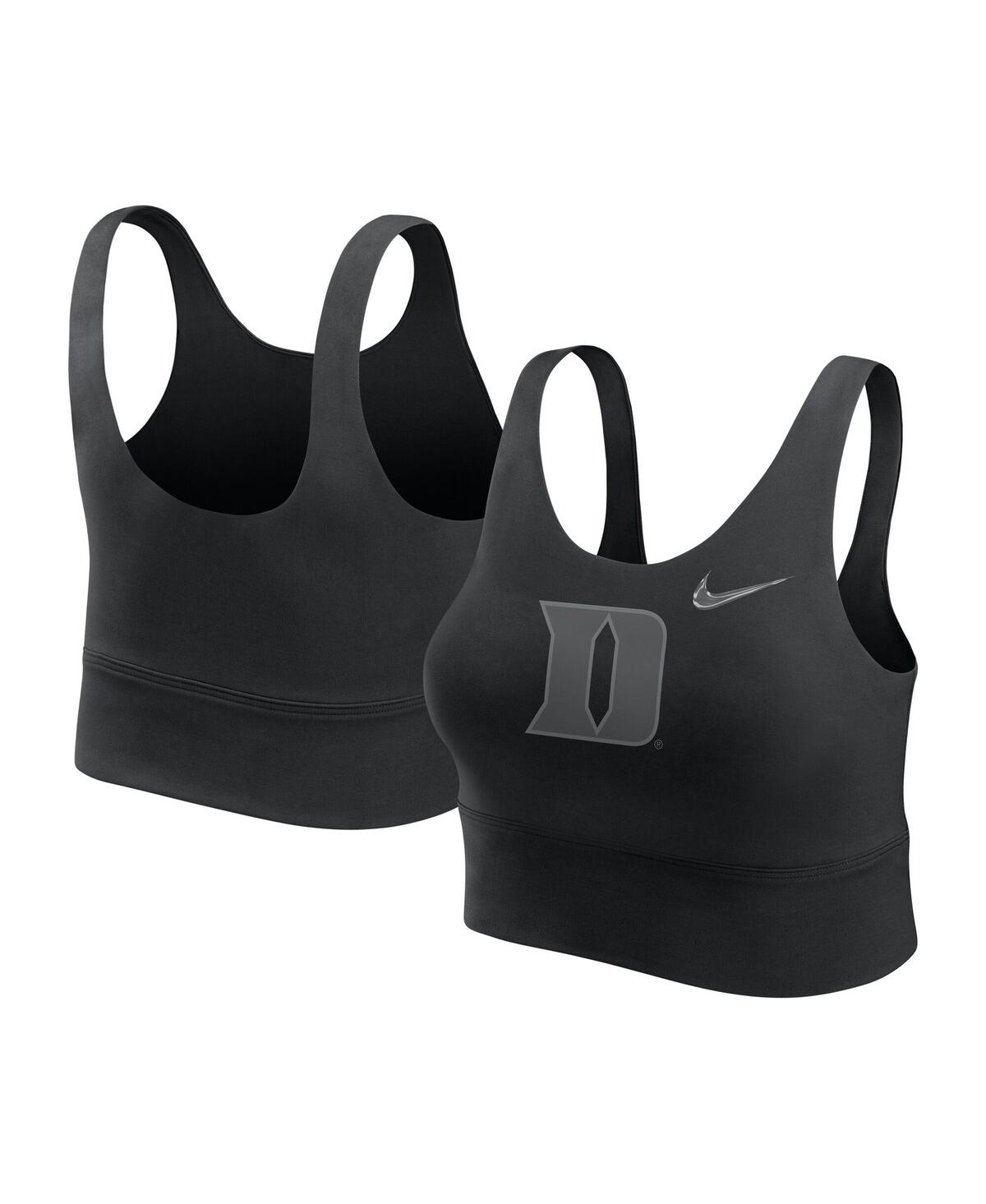 Nike Women's Black Duke Blue Devils Performance Long Line Sports Bra In Black