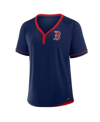 Women's Navy Boston Red Sox League Diva Star Raglan V-Neck T-Shirt