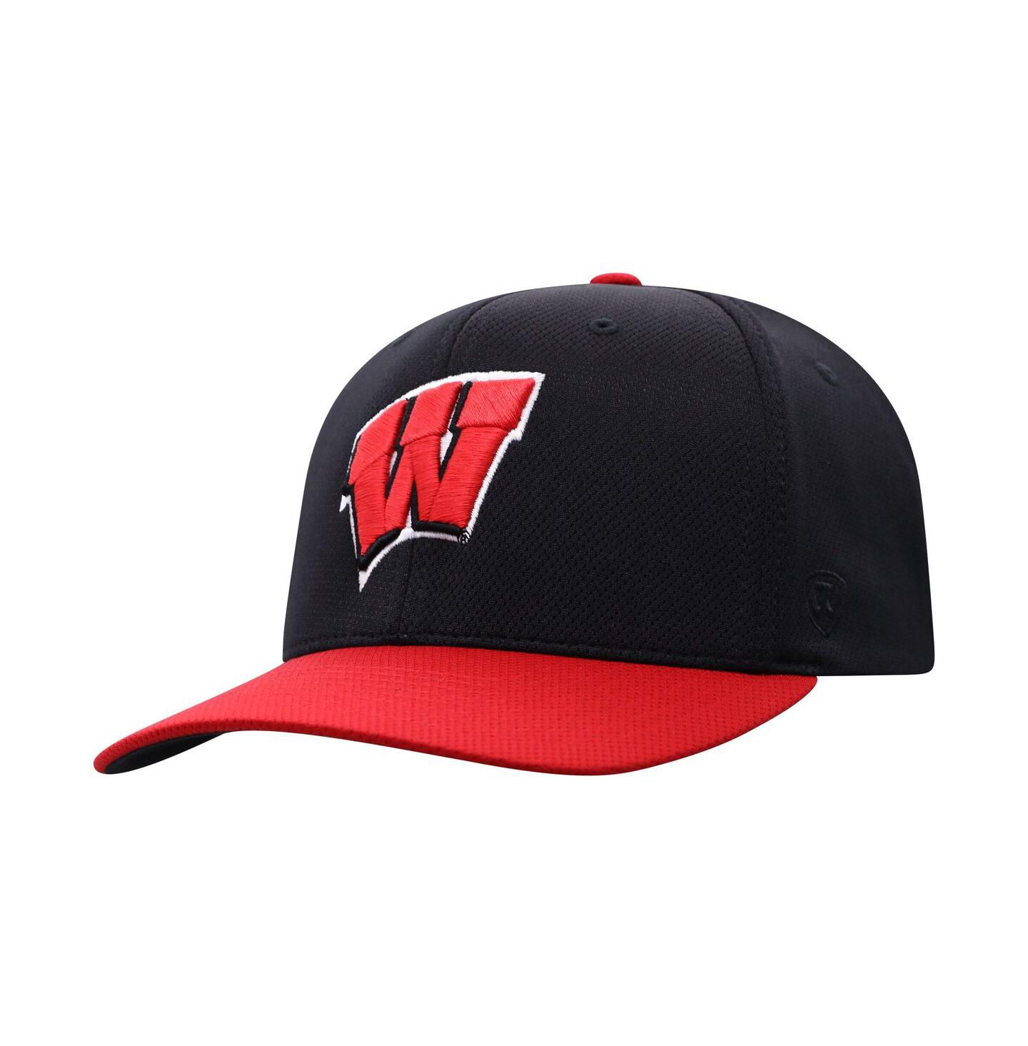 Мужская кепка Top of the World Black Wisconsin Badgers Reflex Fitted Hat — фото 3