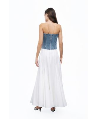 Women's Stoned Strapless Denim Crop Top